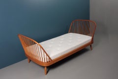 Midcentury Daybed in Elm with New Boucle Mattress Designed by Frode Holm