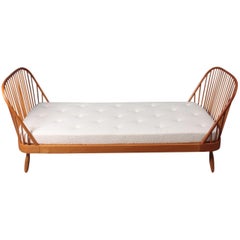 Midcentury Daybed in Elm with New Boucle Mattress Designed by Frode Holm