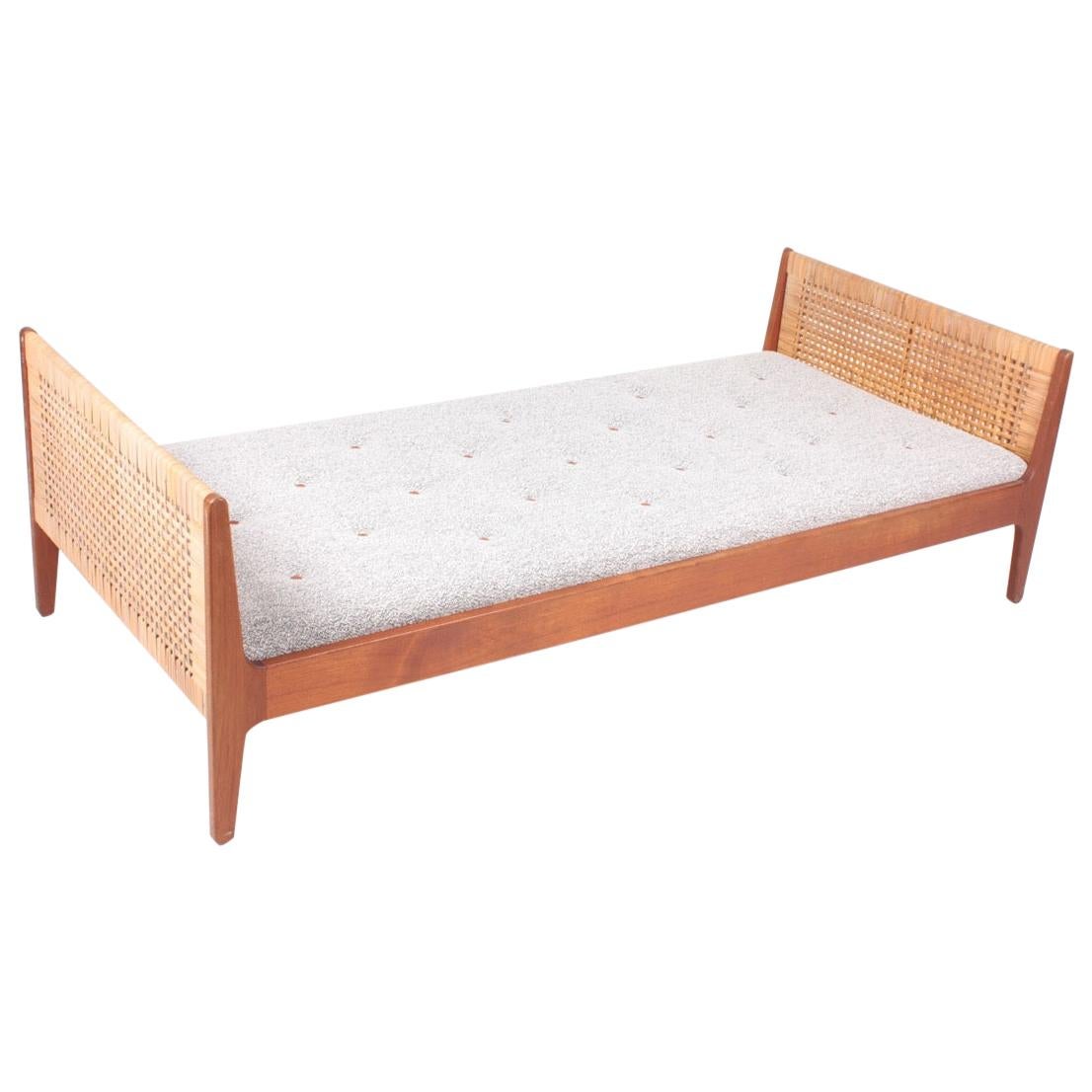 Midcentury Daybed in Teak and Cane, Made in Denmark, 1960s