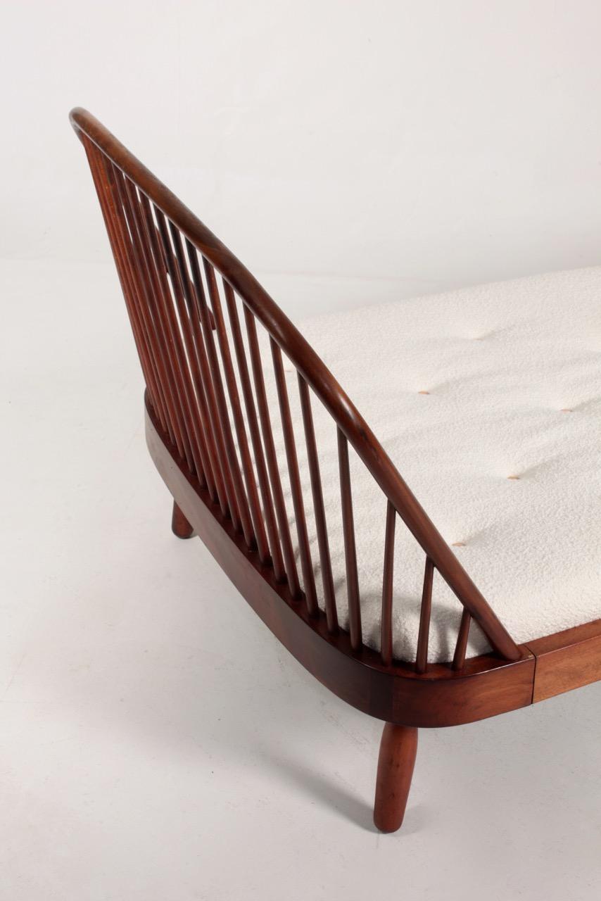 Scandinavian Modern Midcentury Daybed with Boucle Mattress Designed by Frode Holm, 1940s