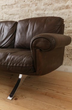 Midcentury De Sede DS31 3-Seat Sofa in Maroon Leather, 1970s