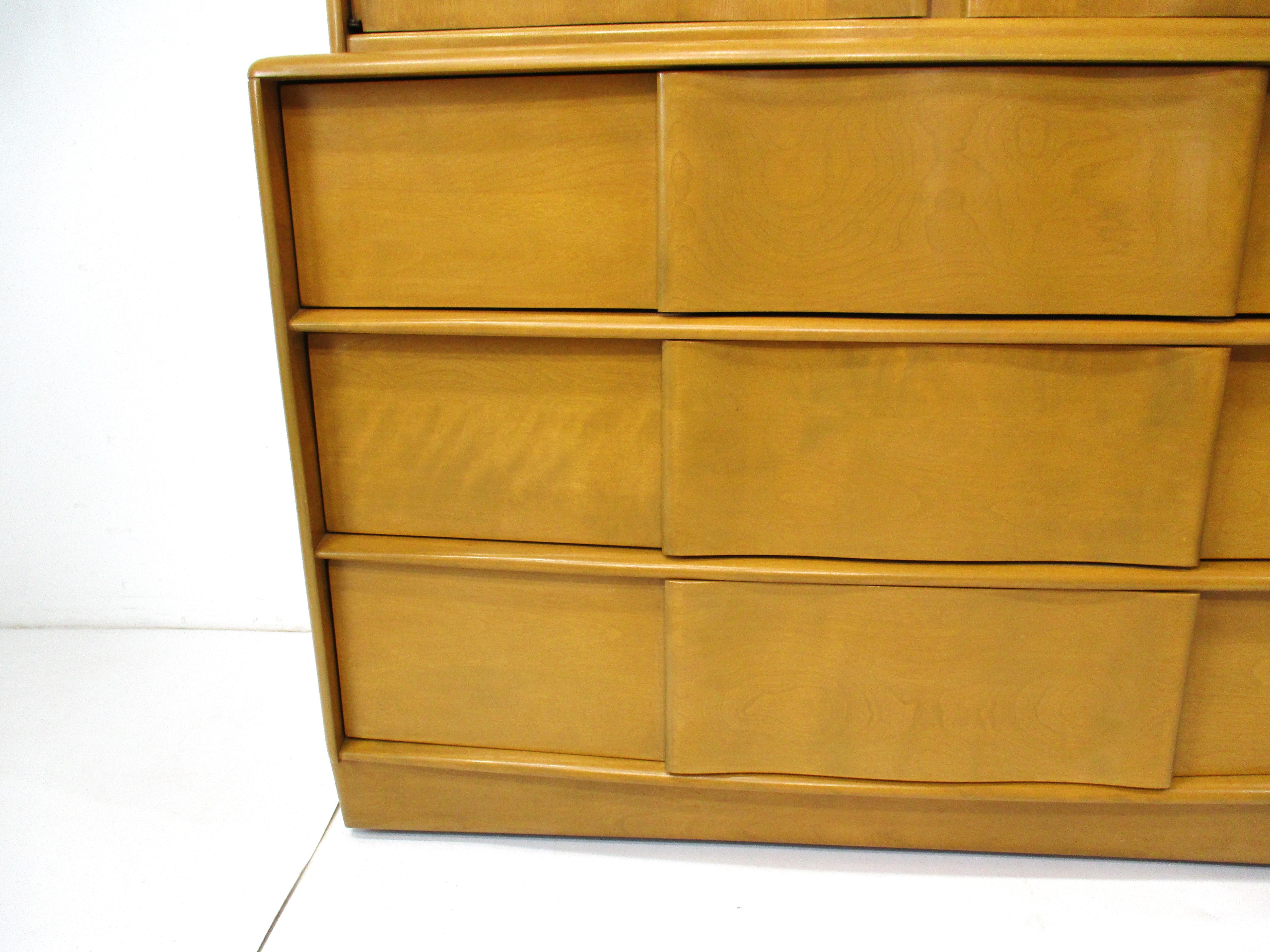 Midcentury Deck Top Sculptura 2 pc. Dresser Chest by Heywood Wakefield 1