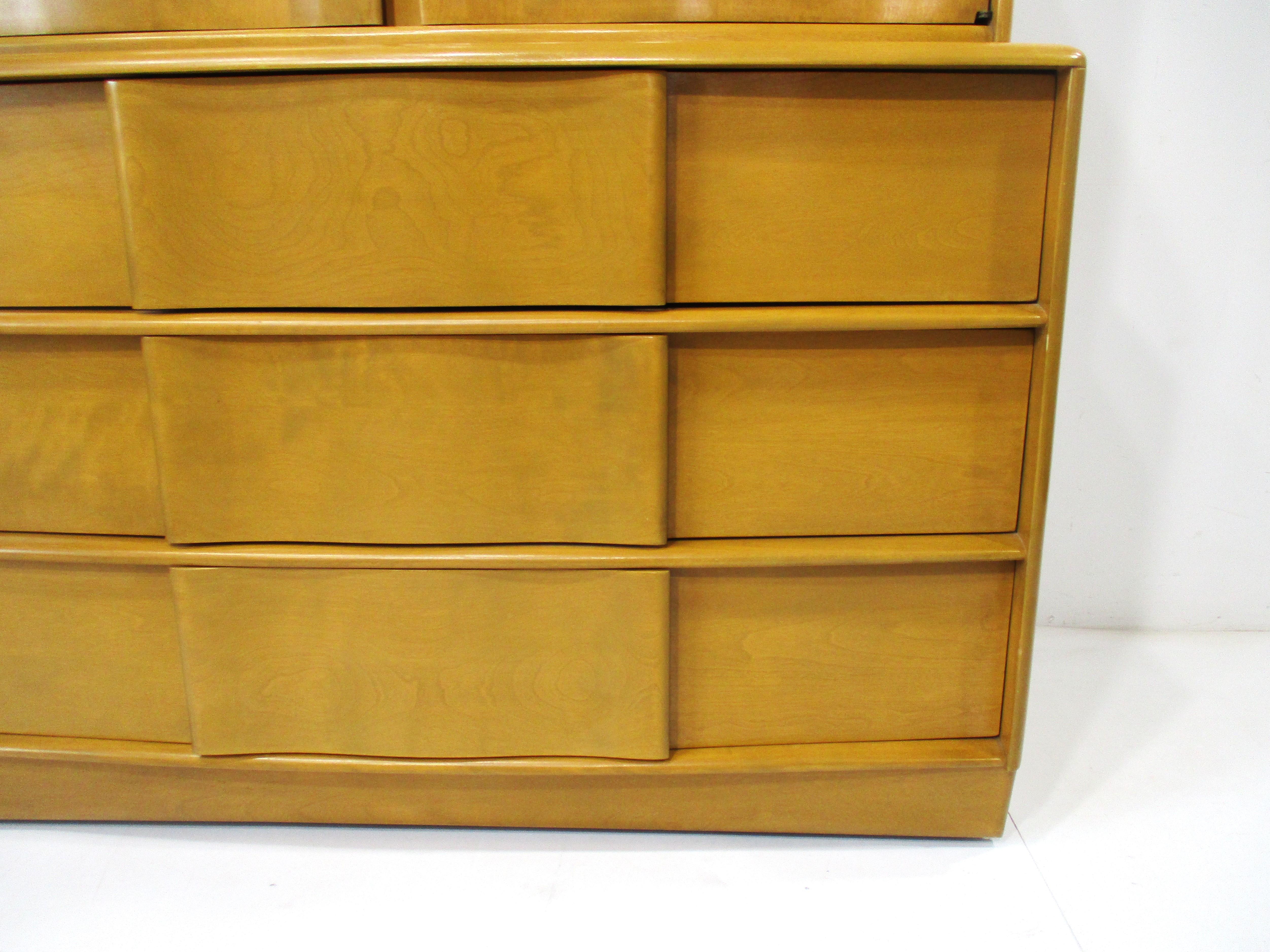 Midcentury Deck Top Sculptura 2 pc. Dresser Chest by Heywood Wakefield 2