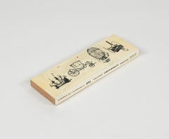 Scatola decorativa pubblicitaria di metà secolo, metallo smaltato e Wood, Italia 1960