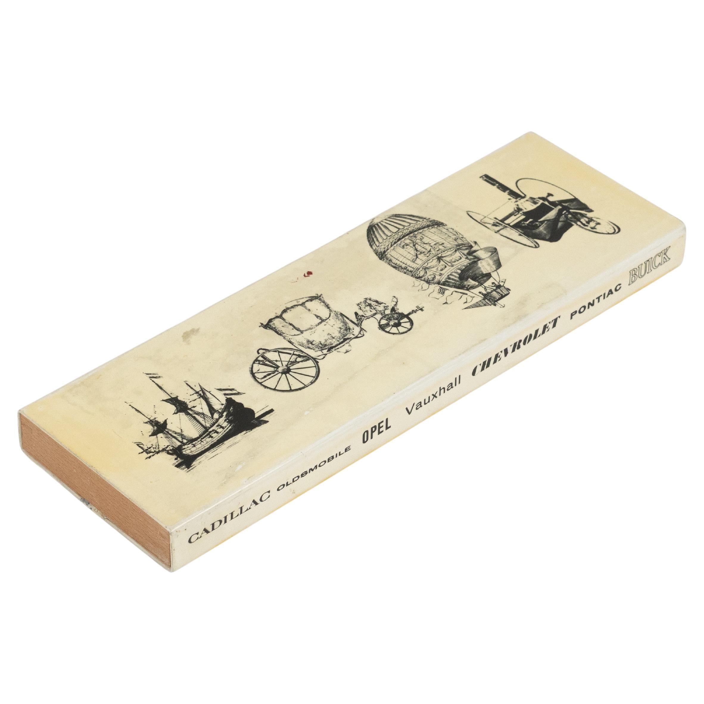 Midcentury Decorative Box Advertising Enamel Metal and Wood, Italy 1960s