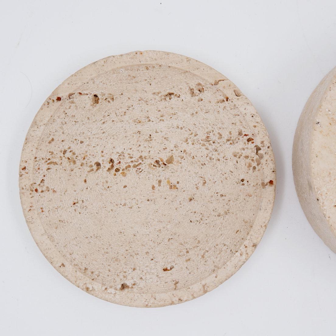XX secolo Midcentury Decorative Box in Travertine Enzo Mari Style, Italy 1970s in vendita