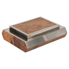Midcentury Decorative Box in Wood and Steel by Richard Ginori, Italy 1970s