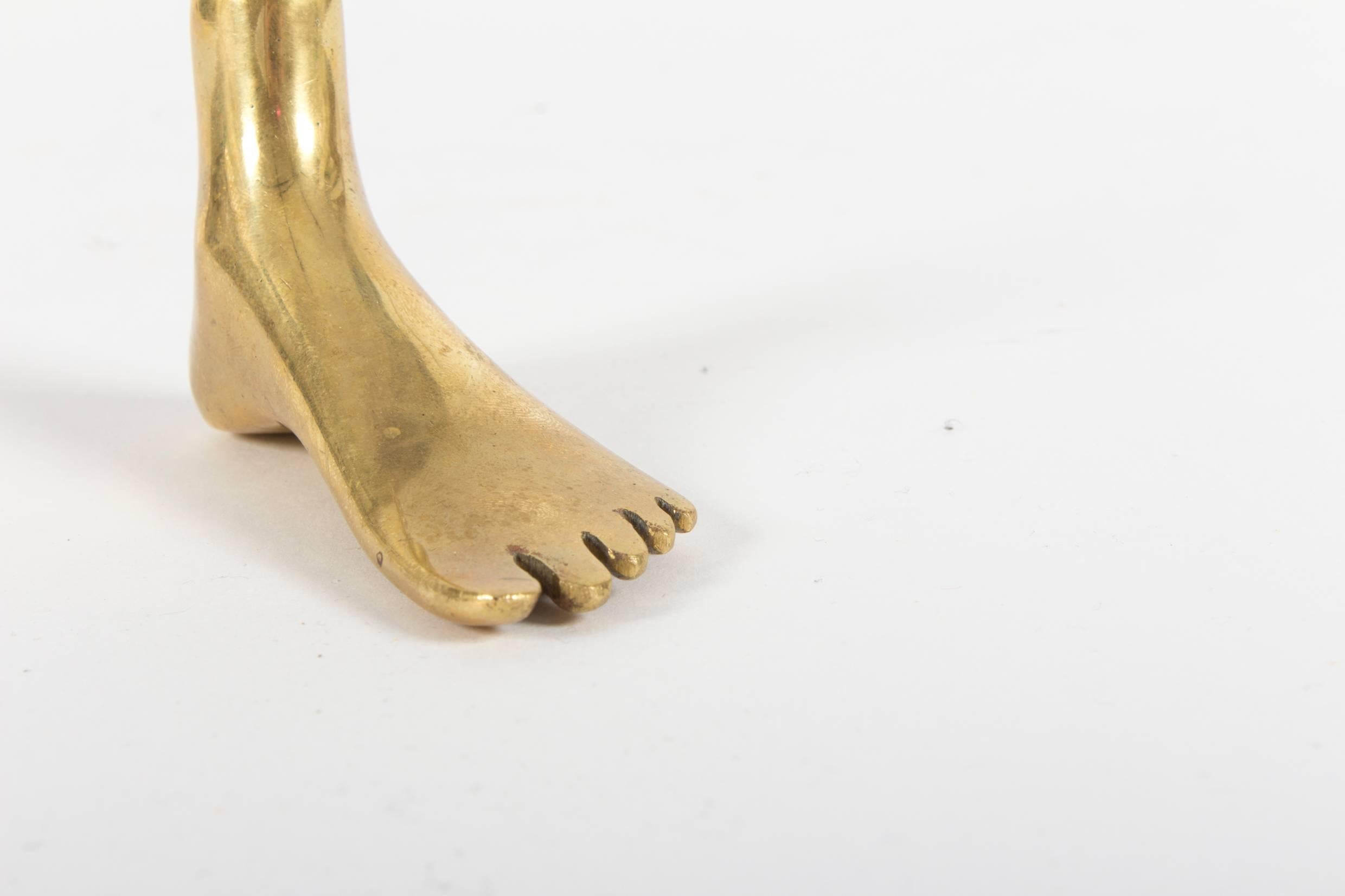 Midcentury Decorative Brass Corkscrew in Shape of a Foot by Carl Auböck, 1950s For Sale 1