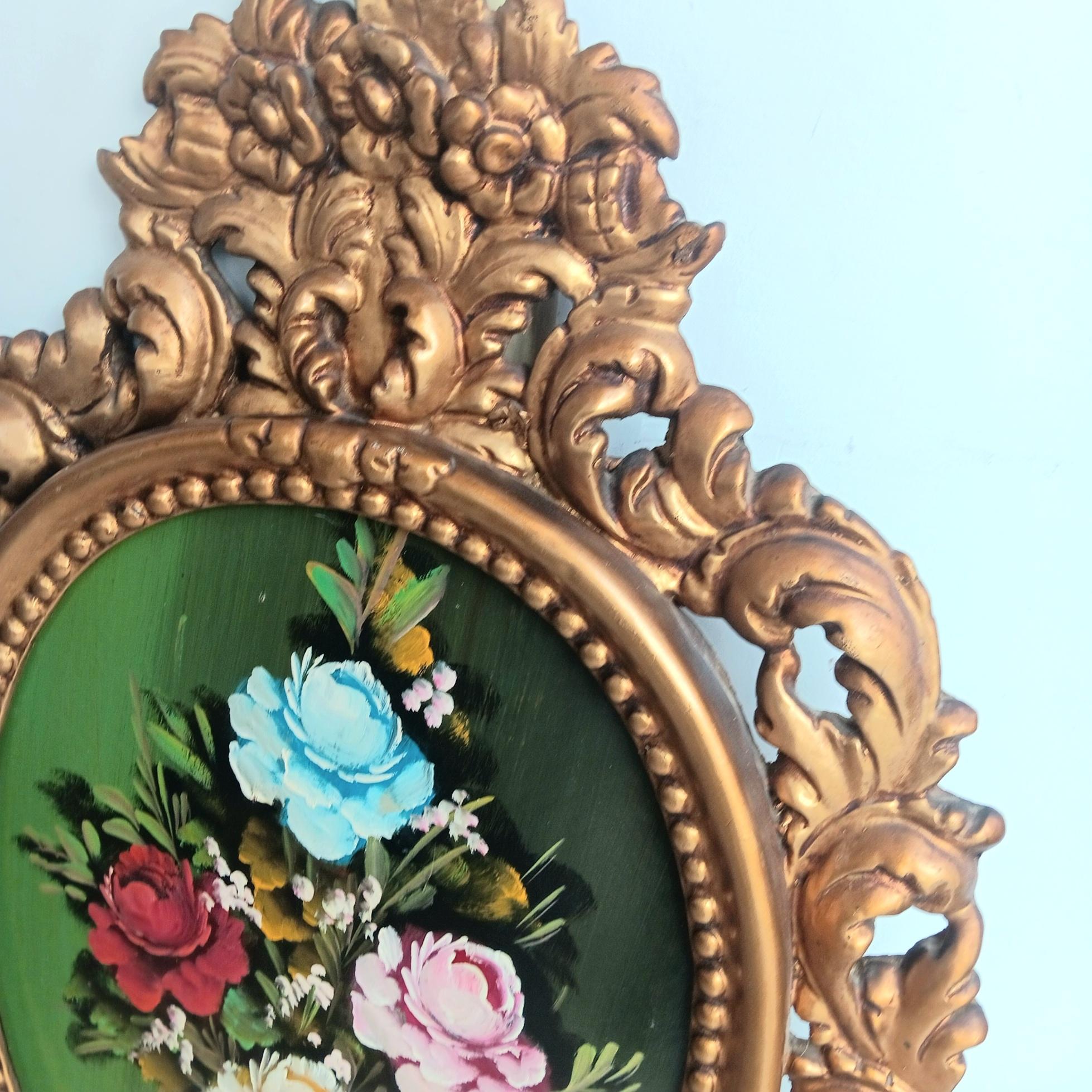 Dekoratives Gemälde aus der Mitte des Jahrhunderts mit Blumenstrauß, gemalt in Öl auf Holz (Viktorianisch) im Angebot