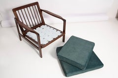 Midcentury Deep Green Velvet Armchair, Zenon Baczyk, Poland, 1960s