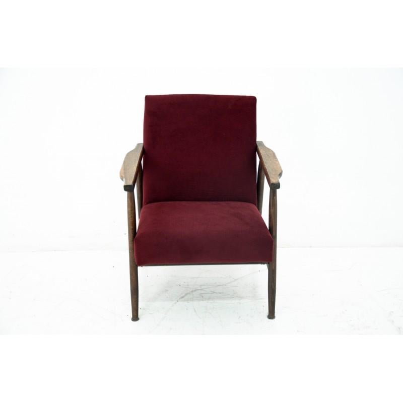 Mid-Century Modern Midcentury Deep Red Retro Armchairs from 1960s