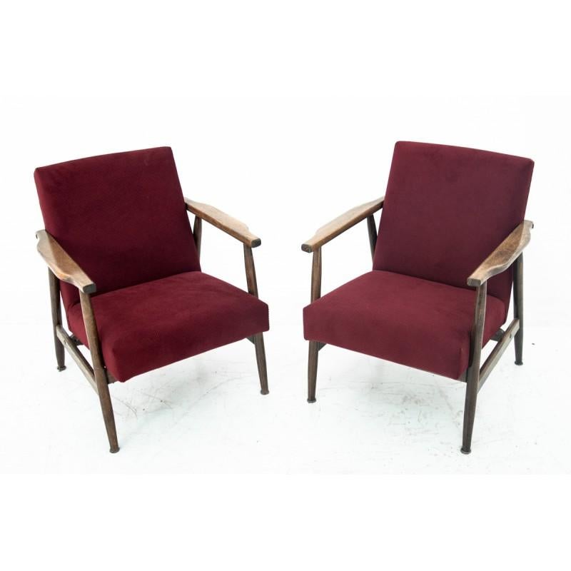 Midcentury Deep Red Retro Armchairs from 1960s 1