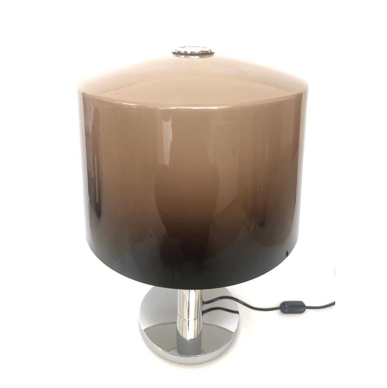Mid-Century Modern Midcentury Degradé Lucite and Chromed Table Lamp by Lumica, 1970s For Sale