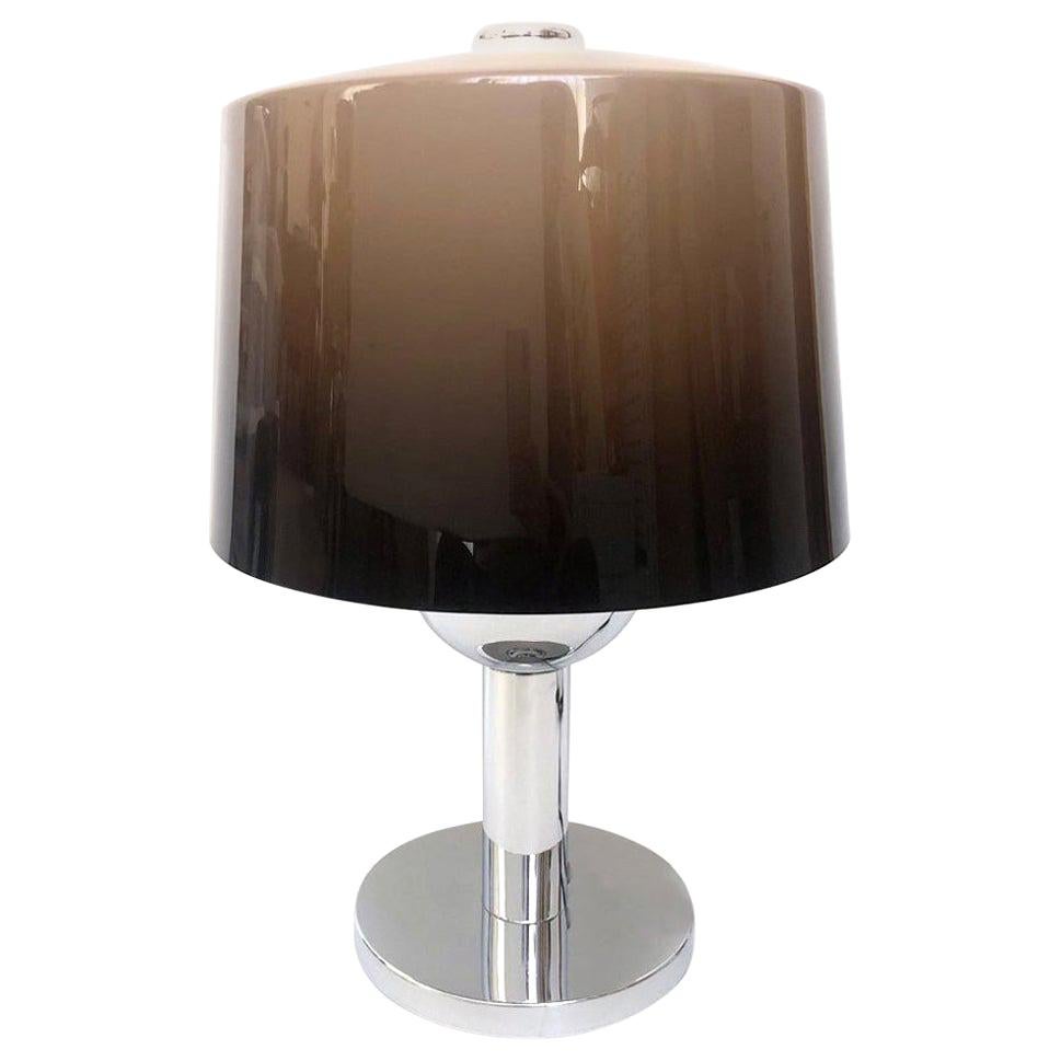 Midcentury Degradé Lucite and Chromed Table Lamp by Lumica, 1970s For Sale