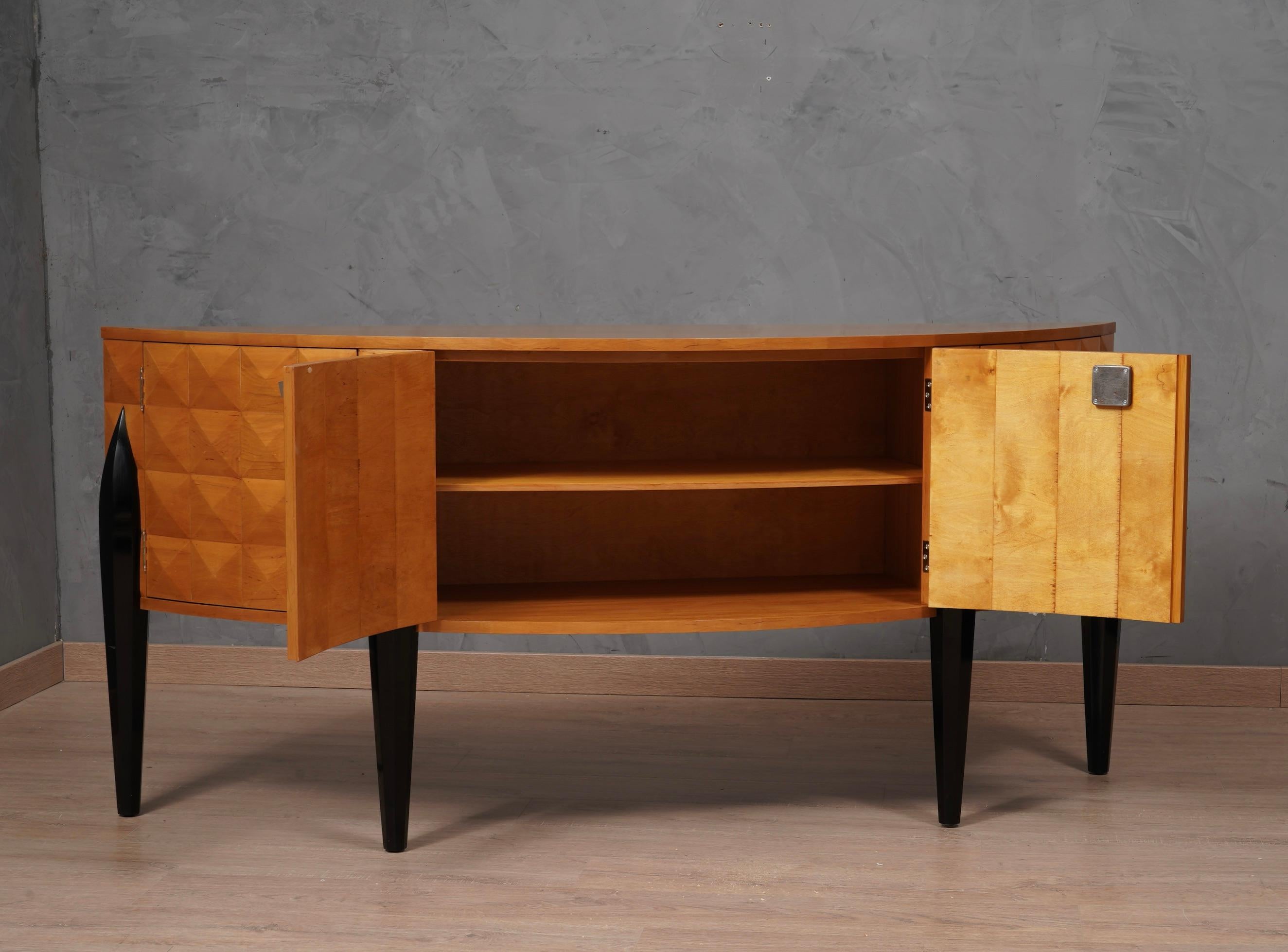 Midcentury Demilune Cherry Wood Sideboard, 1970 In Good Condition In Rome, IT