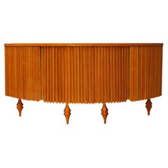 MidCentury Demi Lune Cherry Wood Sideboard, 1970
