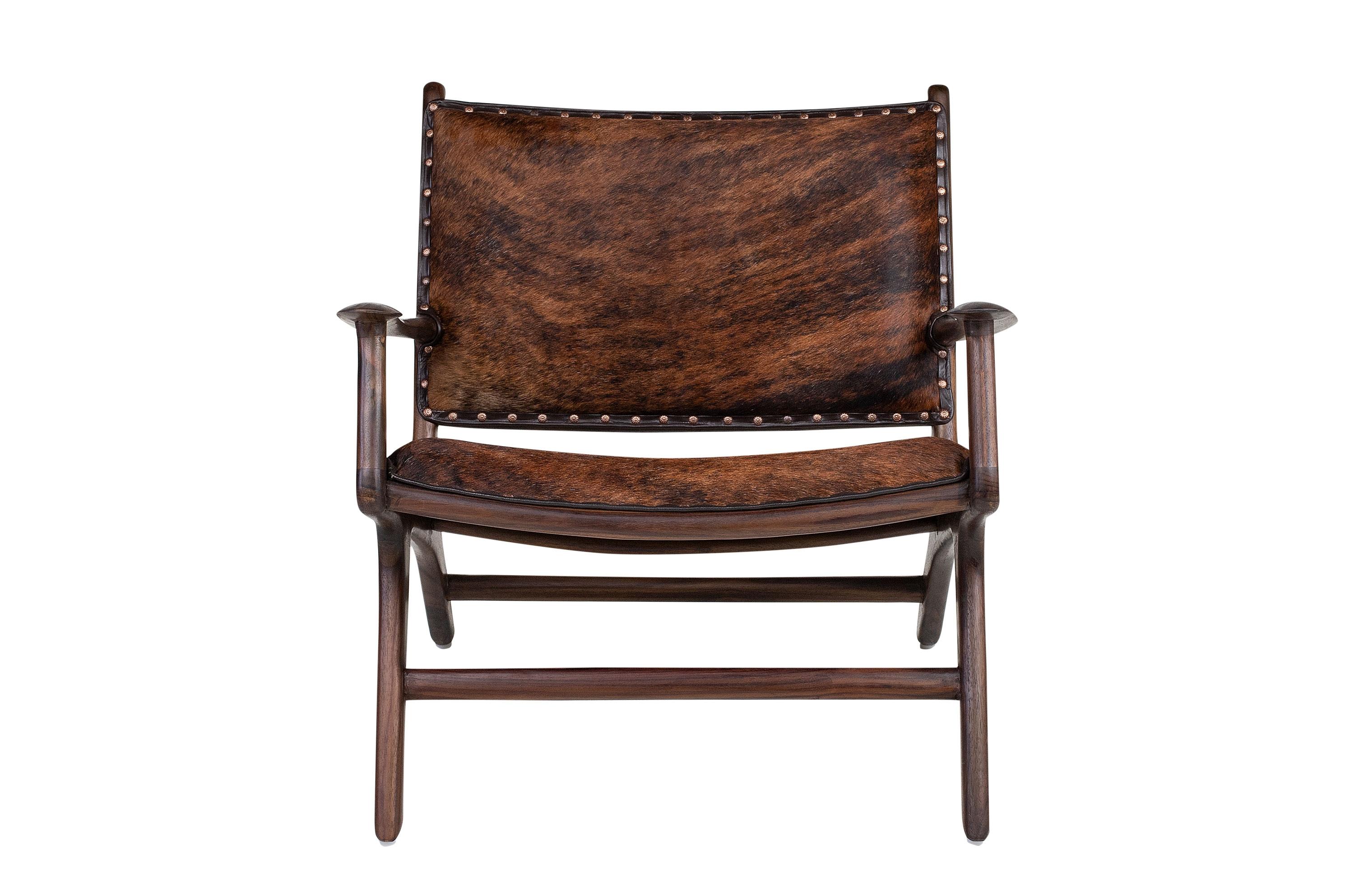 Midcentury Design and Danish Look Teak Wooden and Leather Lounge Armchair 1