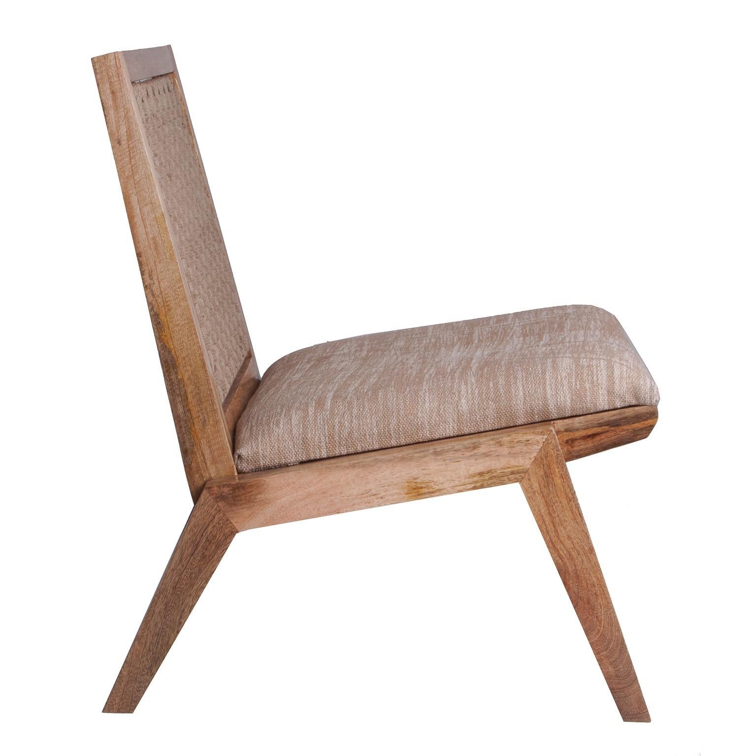 Scandinavian Modern Midcentury Design and Danish Look Wooden and Rope Lounge Armchair