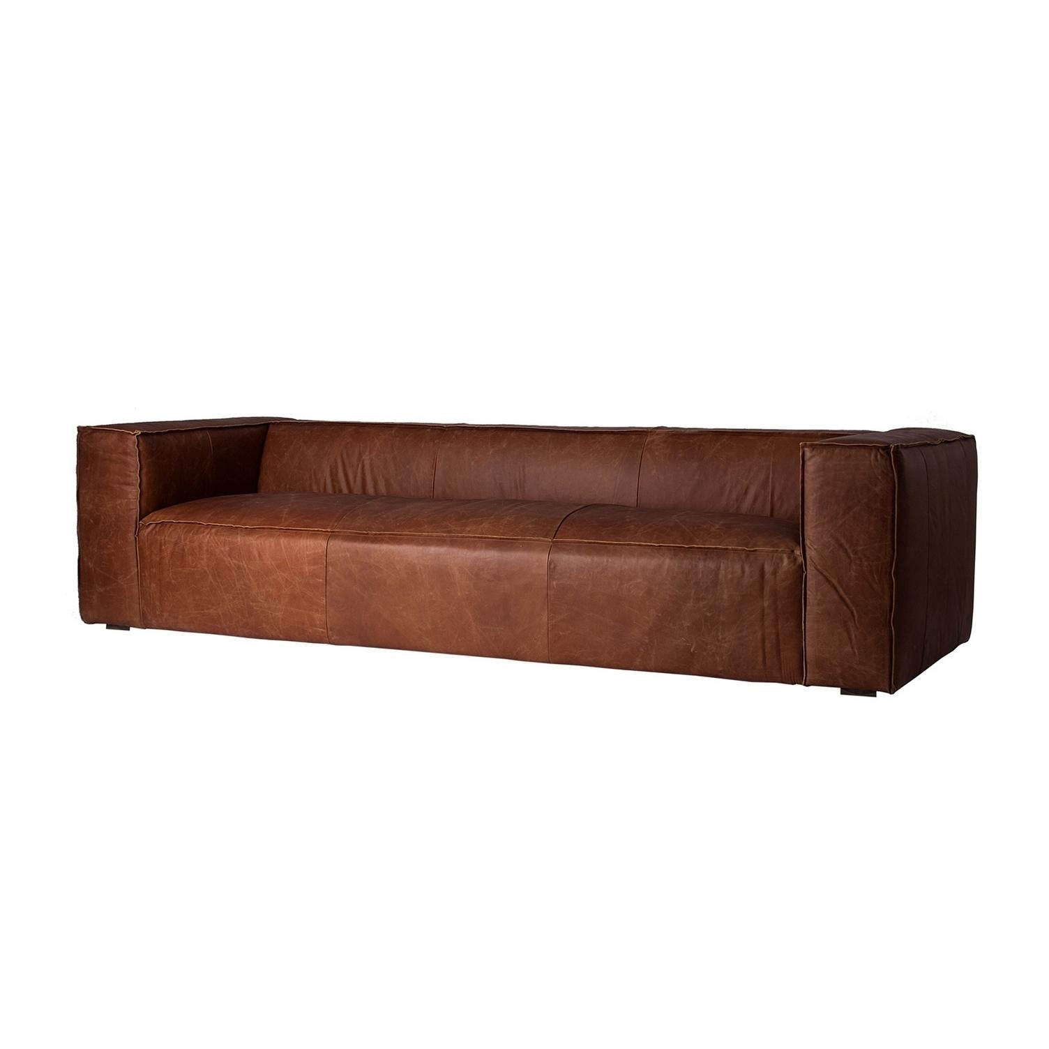Midcentury Design and Industrial Style Cognac Leather Sofa For Sale at 1stDibs industrial