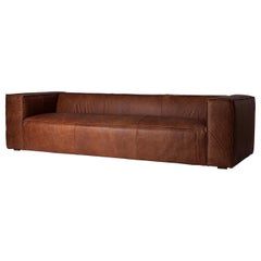 Midcentury Design and Industrial Style Cognac Leather Sofa