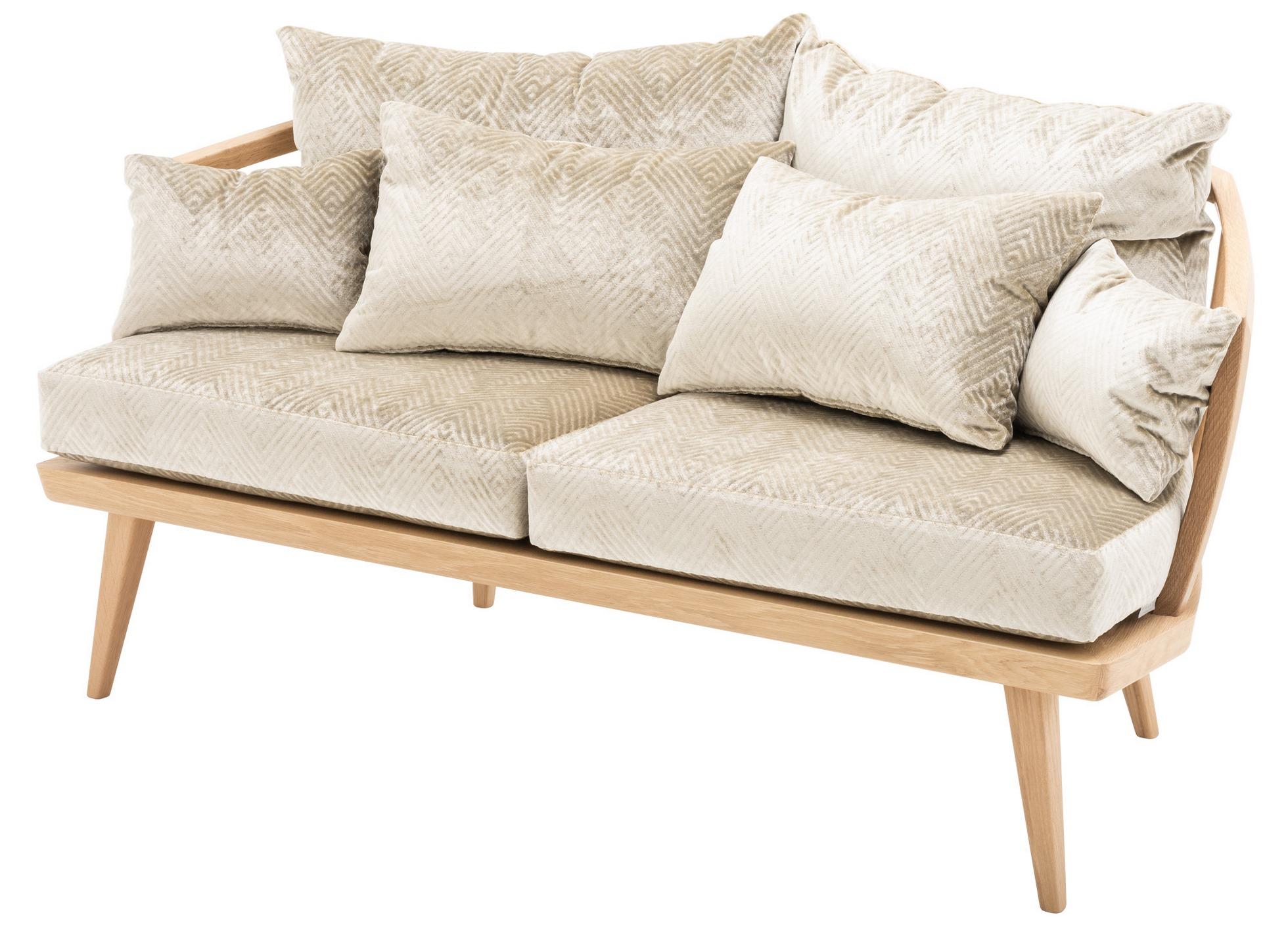 Scandinavian Modern Midcentury Design and Scandinavian Style Walnut Wooden and Velvet Sofa