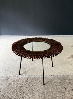 Midcentury Design Bamboo Occasional Beistelltisch, Frankreich 1950er Jahre