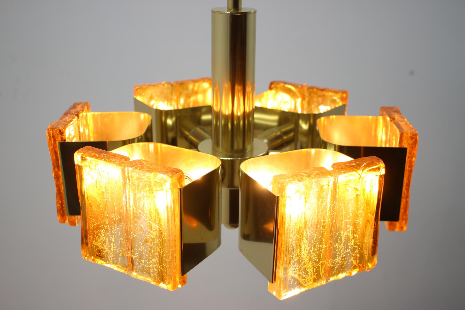 Mid-Century Modern Mid-Century Design Brass and Resin Pendant, 1970s / Hungary For Sale