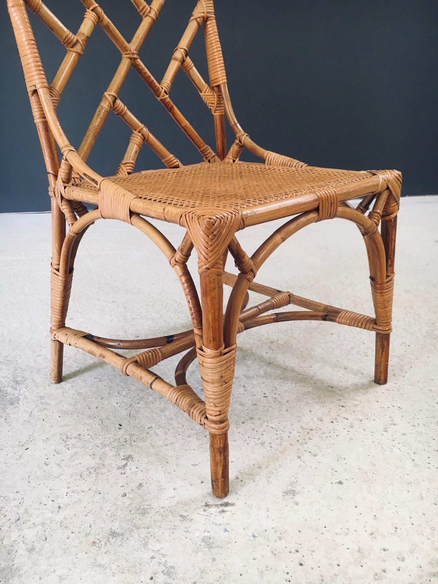 Diseño de mediados de siglo Sillas de comedor de bambú estilo Chippendale, Italia Años 60 en venta 7