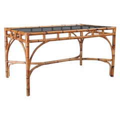 Mesa de comedor de bambú estilo Chippendale de diseño de mediados de siglo, Italia Años 60