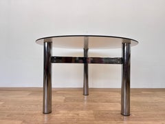 Midcentury design chrome and smoked glass coffee table - 1970s