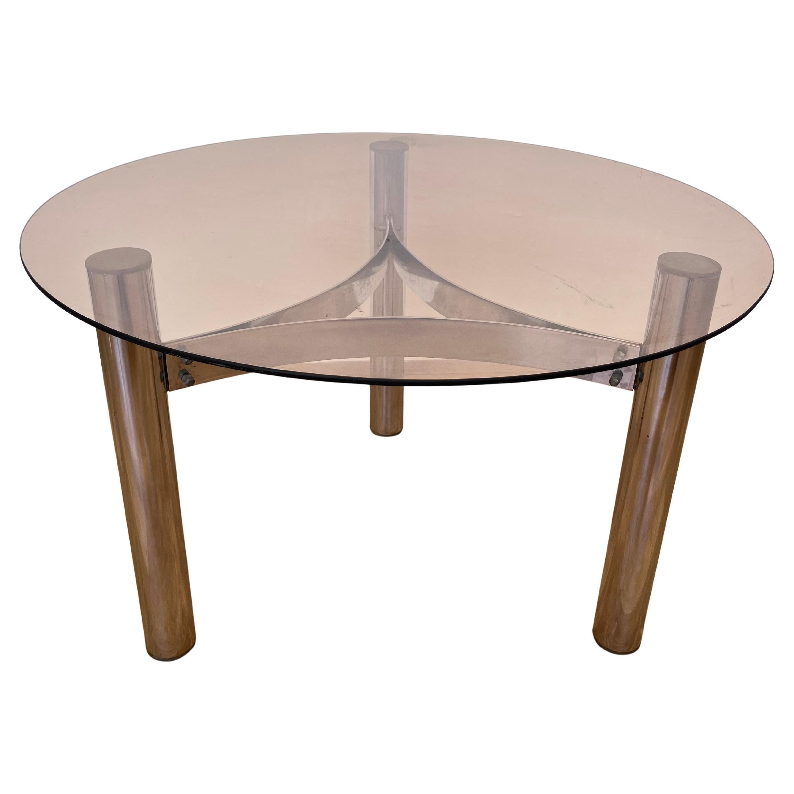 Couchtisch aus Chrom und Rauchglas im Mid-Century-Design - 1970er Jahre