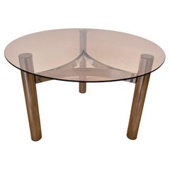 Couchtisch aus Chrom und Rauchglas im Mid-Century-Design - 1970er Jahre