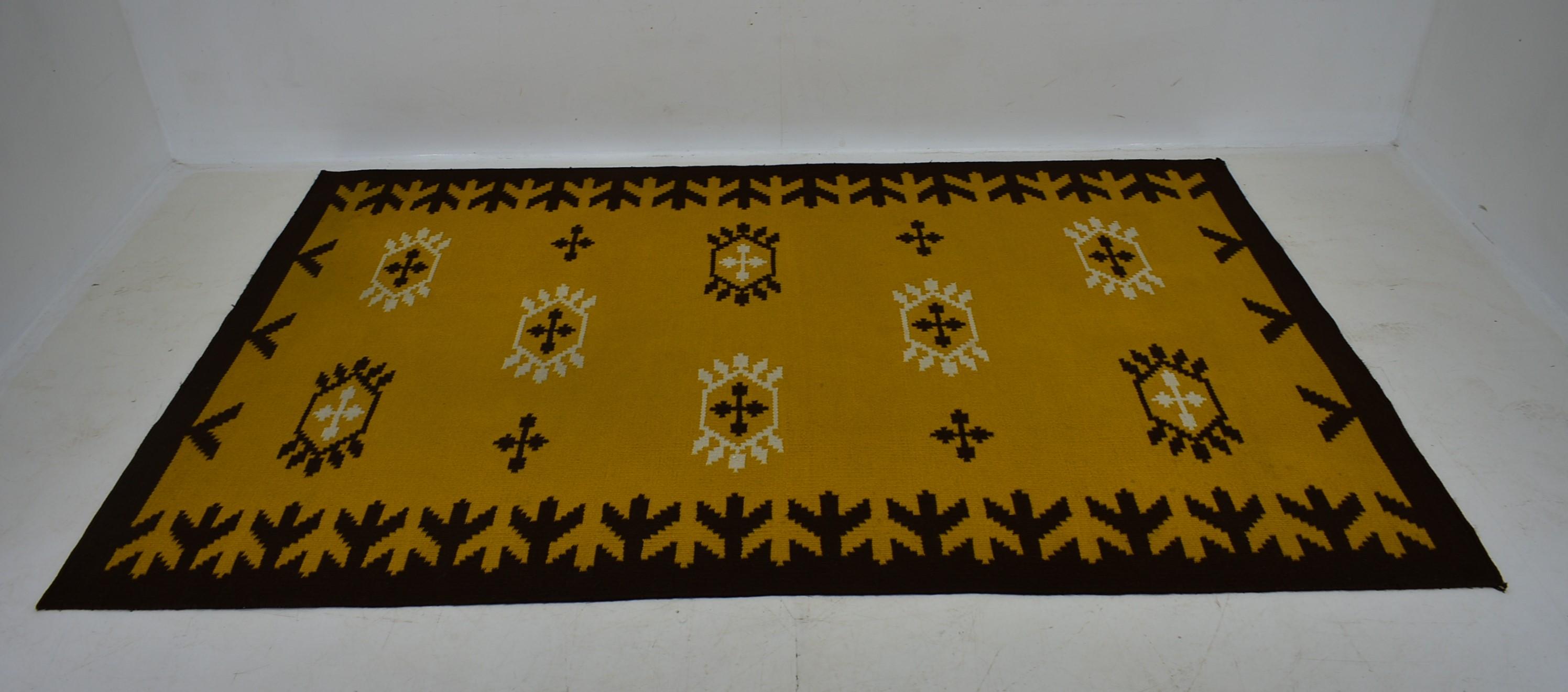 Mid-Century Modern Midcentury Design Geometric Rug / Carpet, 1970s / Czechoslovakia For Sale