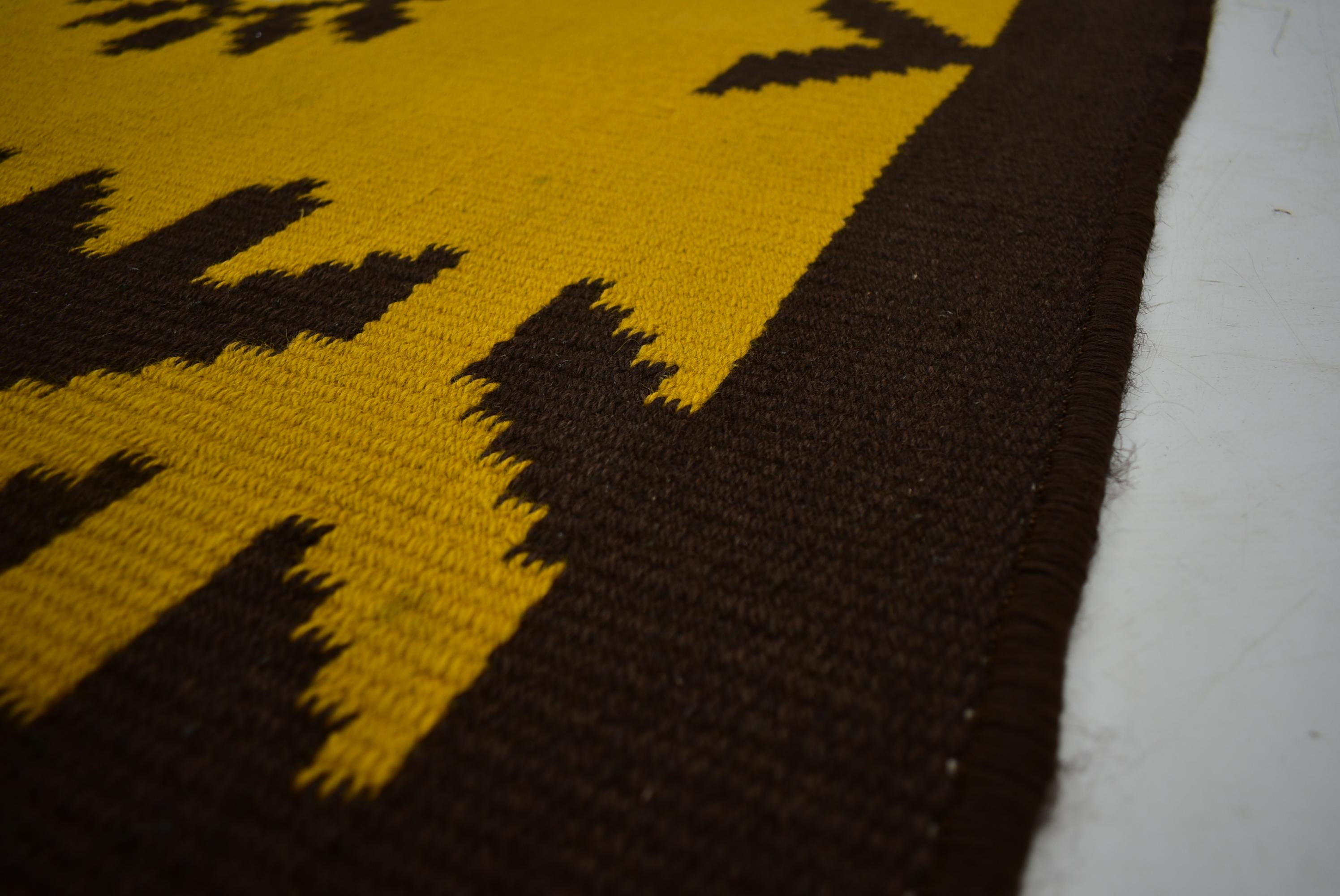 Late 20th Century Midcentury Design Geometric Rug / Carpet, 1970s / Czechoslovakia For Sale