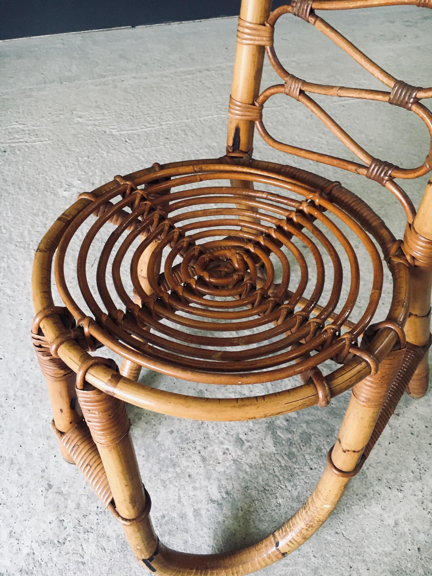 Silla de bambú con respaldo alto, diseño de mediados de siglo, Rohé Noordwolde, Países Bajos, años 60 en venta 5