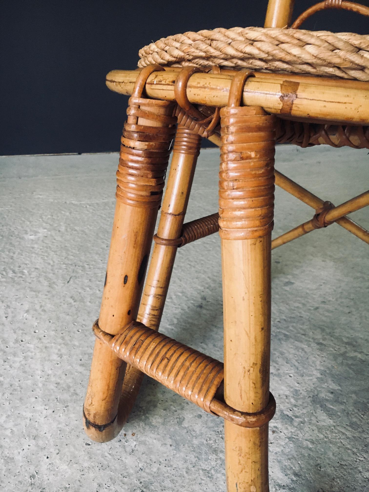 Silla de bambú con respaldo alto, diseño de mediados de siglo, Rohé Noordwolde, Países Bajos, años 60 en venta 8