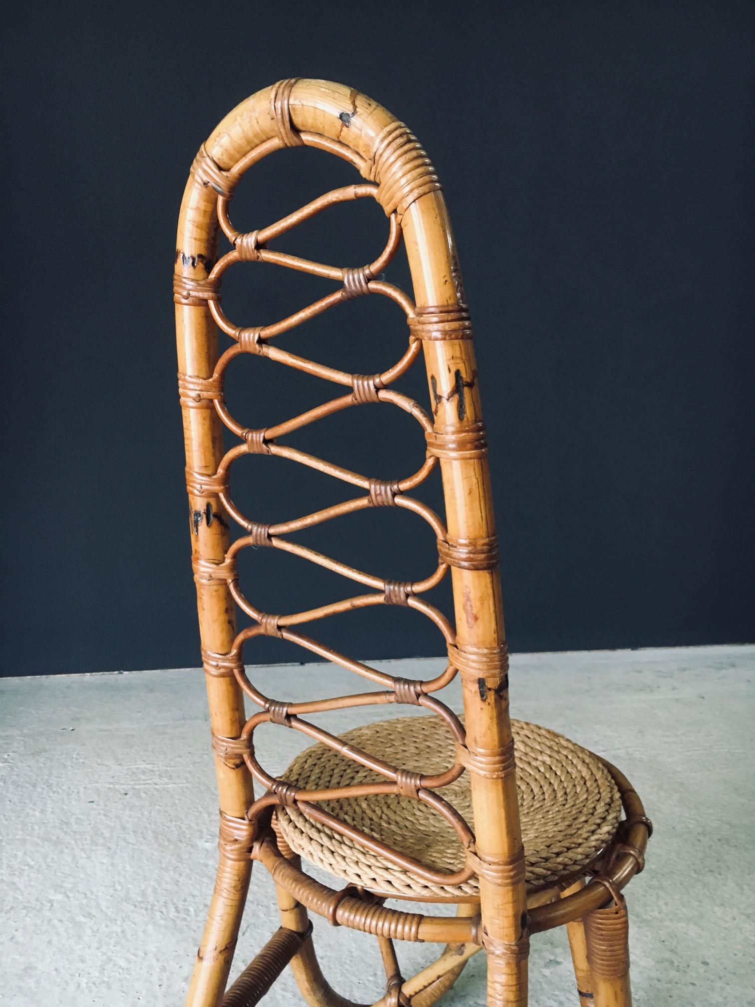 Silla de bambú con respaldo alto, diseño de mediados de siglo, Rohé Noordwolde, Países Bajos, años 60 en venta 9