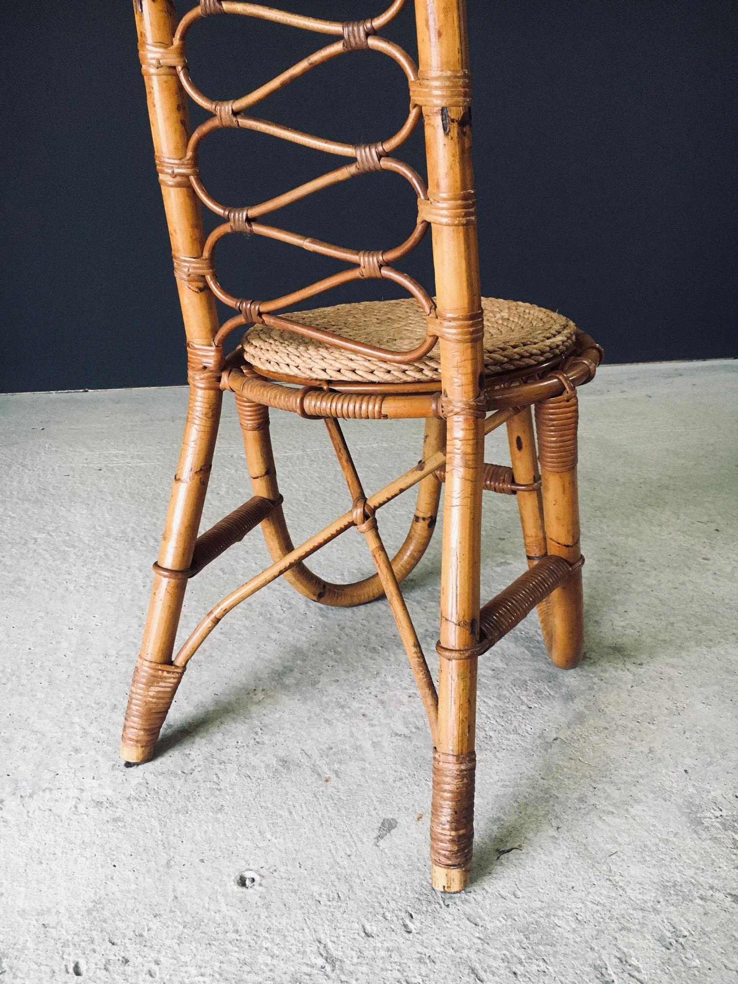 Silla de bambú con respaldo alto, diseño de mediados de siglo, Rohé Noordwolde, Países Bajos, años 60 en venta 10