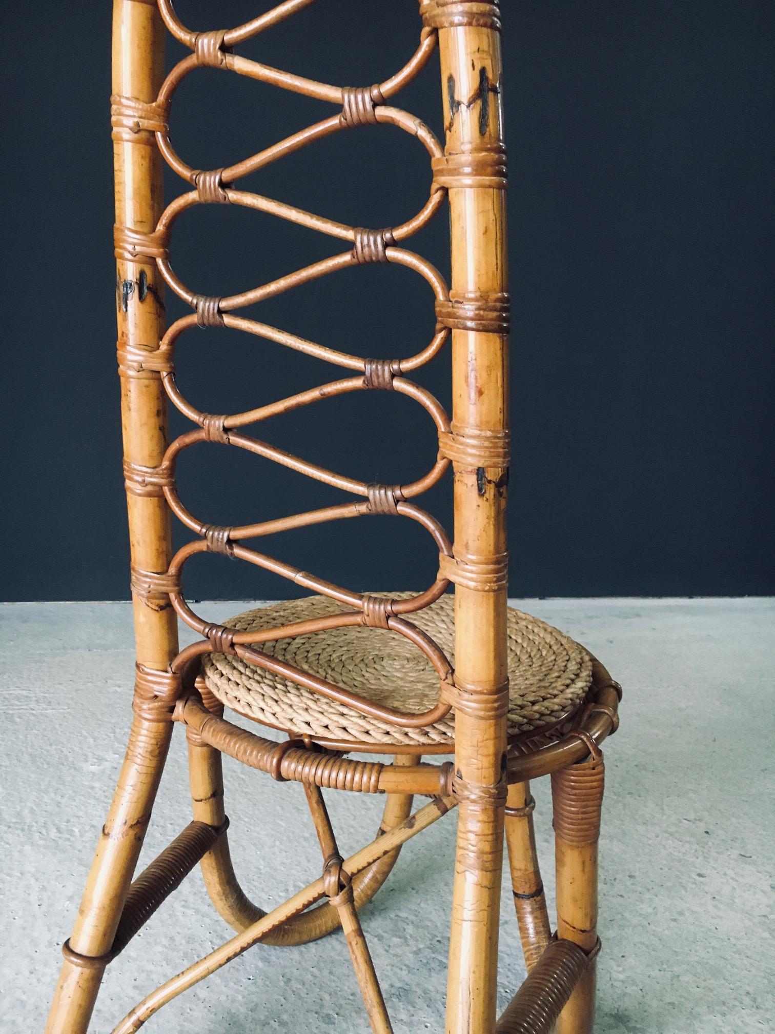 Silla de bambú con respaldo alto, diseño de mediados de siglo, Rohé Noordwolde, Países Bajos, años 60 en venta 12