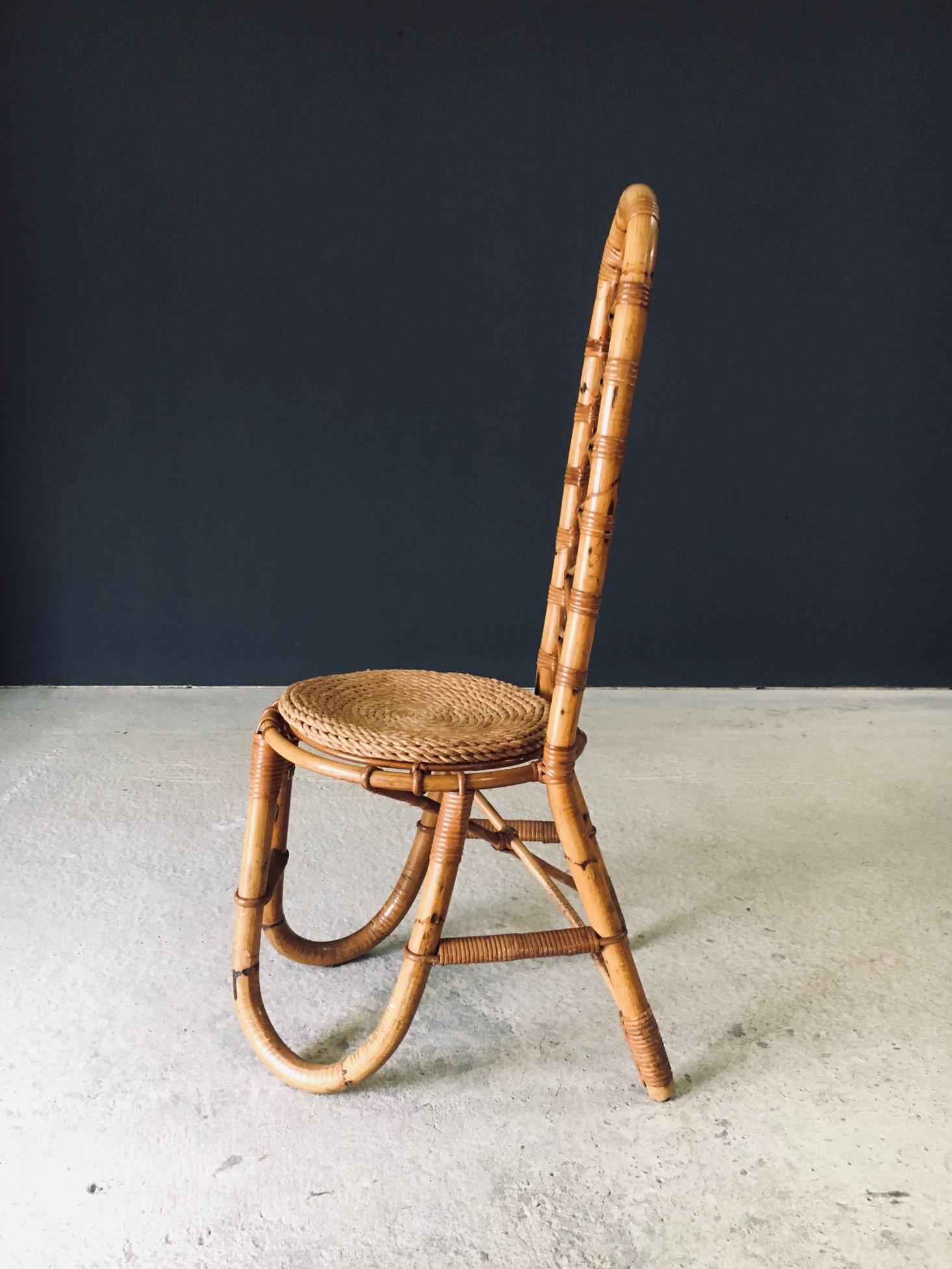 Silla de bambú con respaldo alto, diseño de mediados de siglo, Rohé Noordwolde, Países Bajos, años 60 mediados del siglo XX en venta