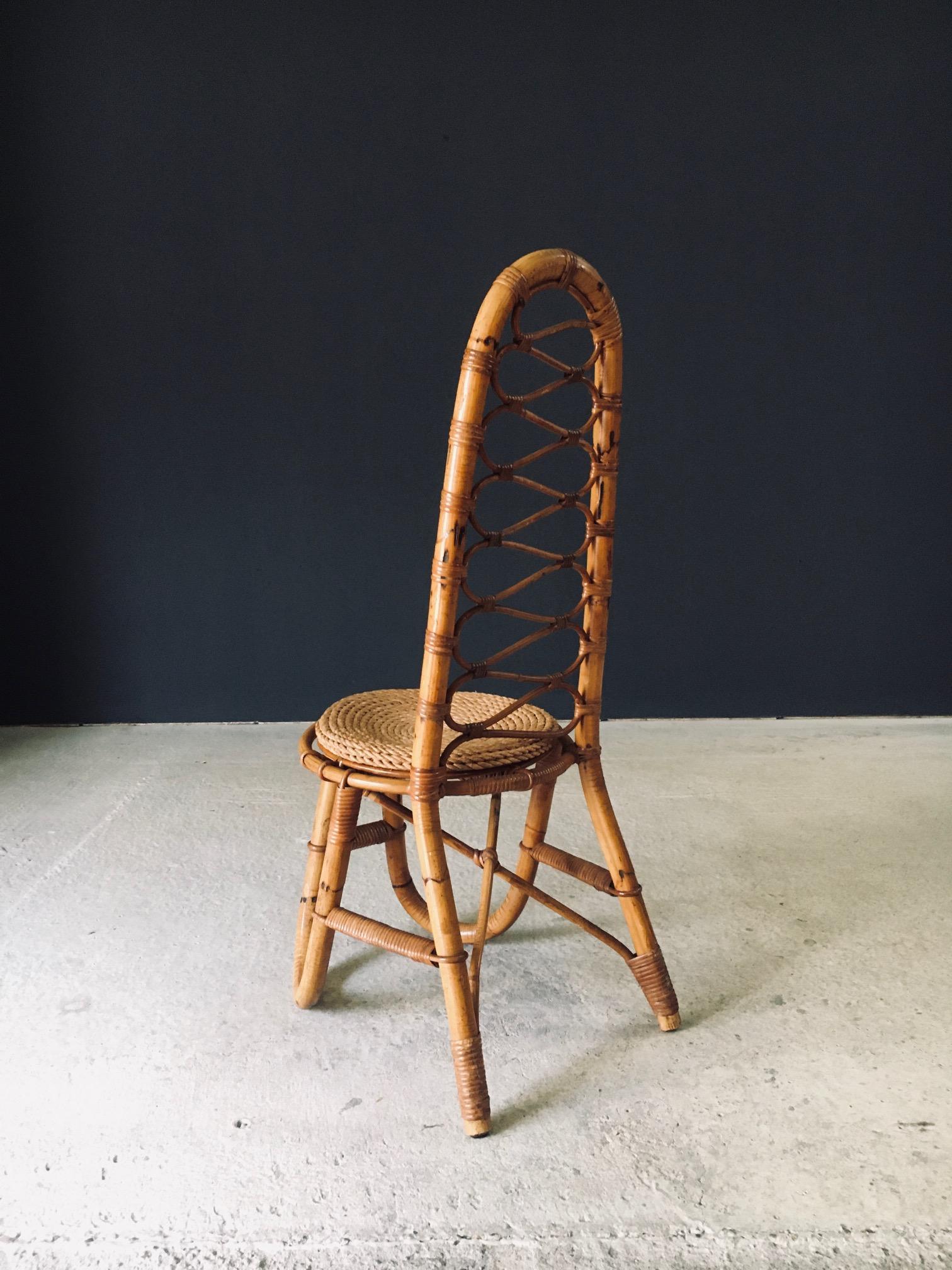 Silla de bambú con respaldo alto, diseño de mediados de siglo, Rohé Noordwolde, Países Bajos, años 60 Bambú en venta