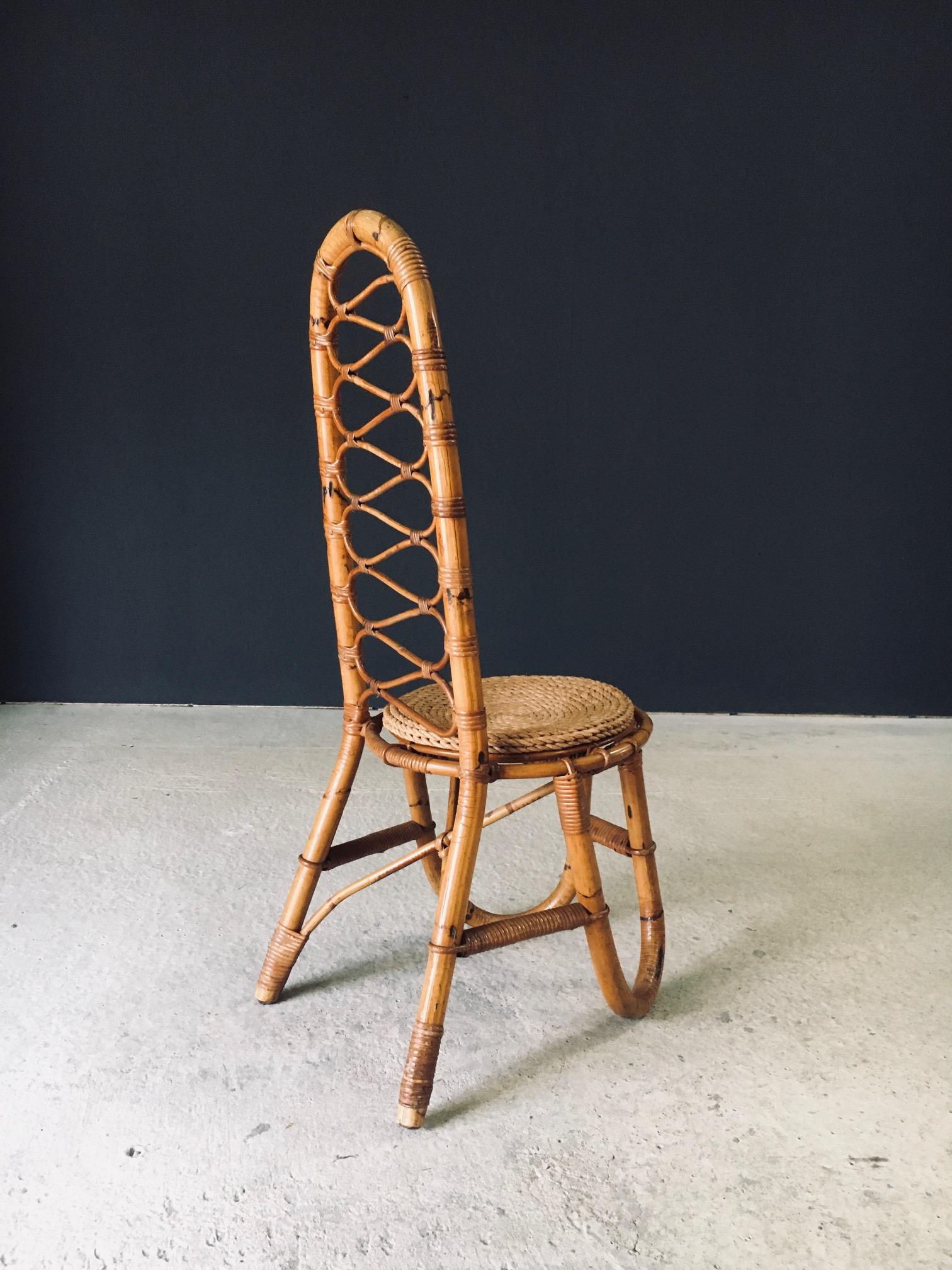 Silla de bambú con respaldo alto, diseño de mediados de siglo, Rohé Noordwolde, Países Bajos, años 60 en venta 1