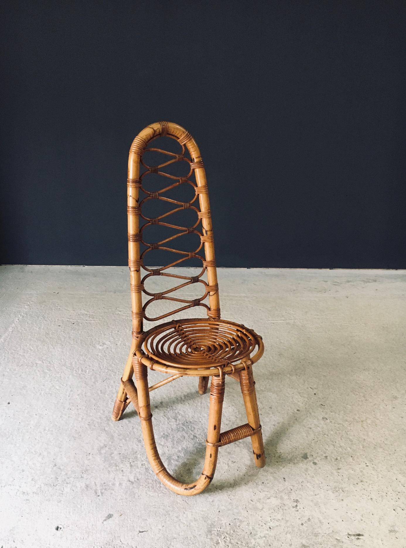 Silla de bambú con respaldo alto, diseño de mediados de siglo, Rohé Noordwolde, Países Bajos, años 60 en venta 2