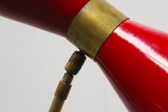Midcentury Design Italian Brass Floor Lamp Stilnovo, Gold Red, 1950s