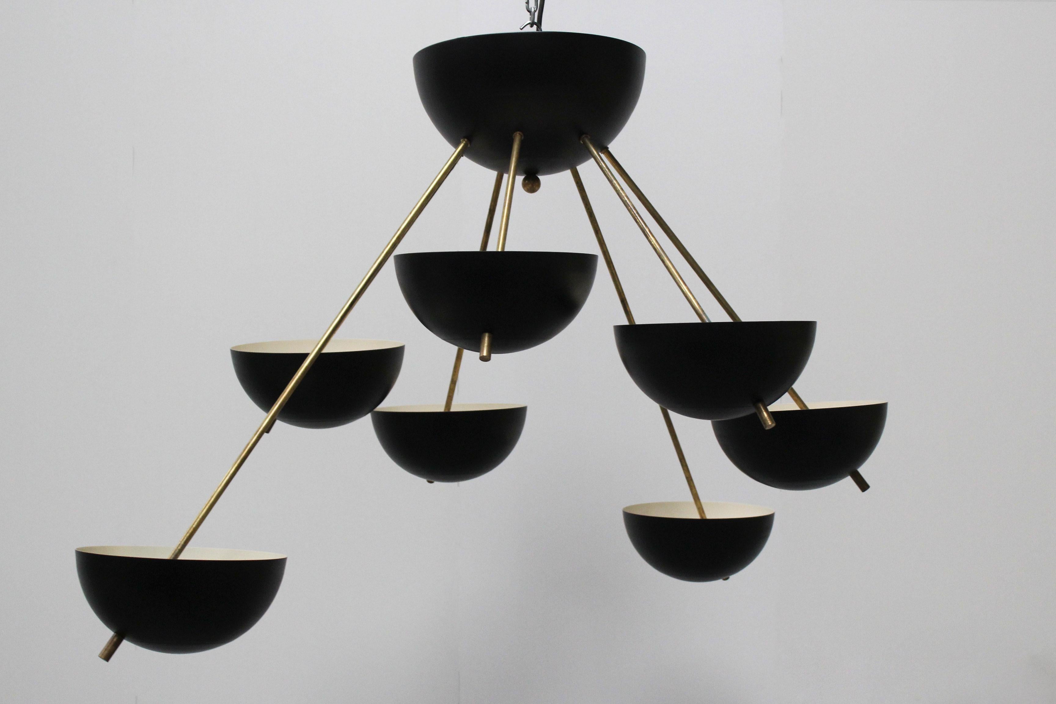 Mid-20th Century Midcentury Design Italian Sputnik Chandelier, 1960s Stilnovo Black Gold