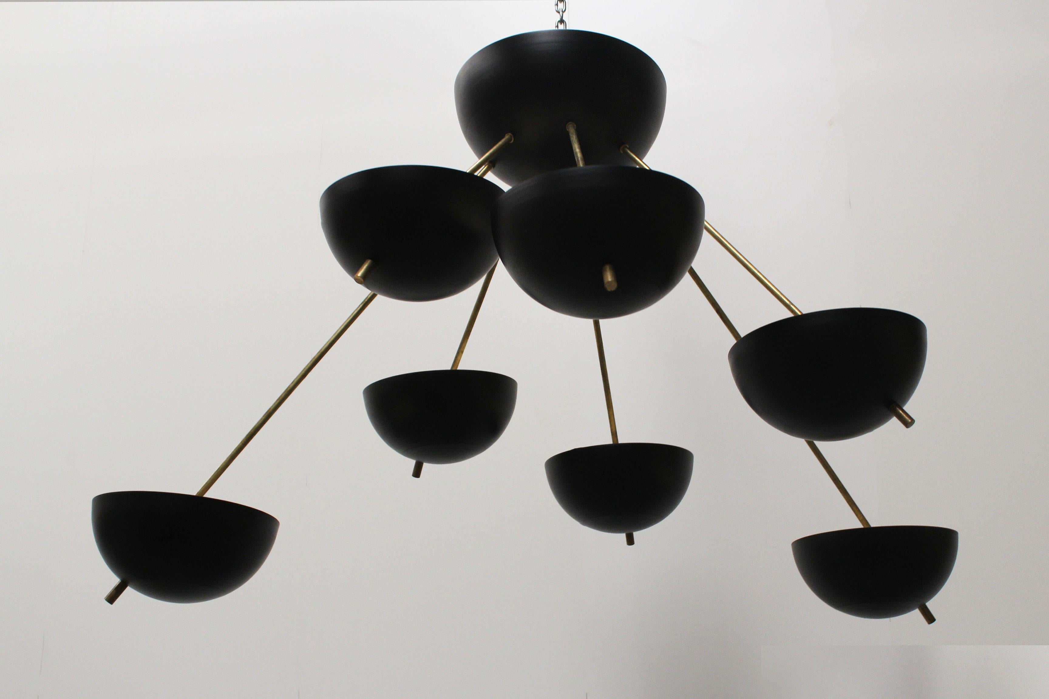 Midcentury Design Italian Sputnik Chandelier, 1960s Stilnovo Black Gold 1