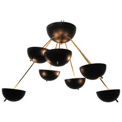 Midcentury Design Italian Sputnik Chandelier, 1960s Stilnovo Black Gold Midcentury Design Italian Sputnik Chandelier, 1960s Stilnovo Black Gold