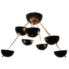 Midcentury Design Italian Sputnik Chandelier, 1960s Stilnovo Black Gold Midcentury Design Italian Sputnik Chandelier, 1960s Stilnovo Black Gold