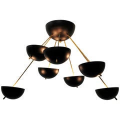 Midcentury Design Italian Sputnik Chandelier, attributed to Stilnovo Black Gold