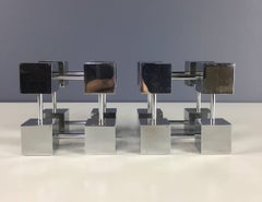Midcentury Design Line Inc. Bill Curry Stainless Modernist Cube Bookends